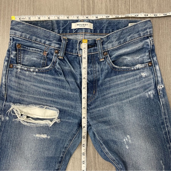 Moussy Vintage Ideal Tapered Jeans in Blue Size 25 Distressed Japanese Denim - Picture 15 of 16